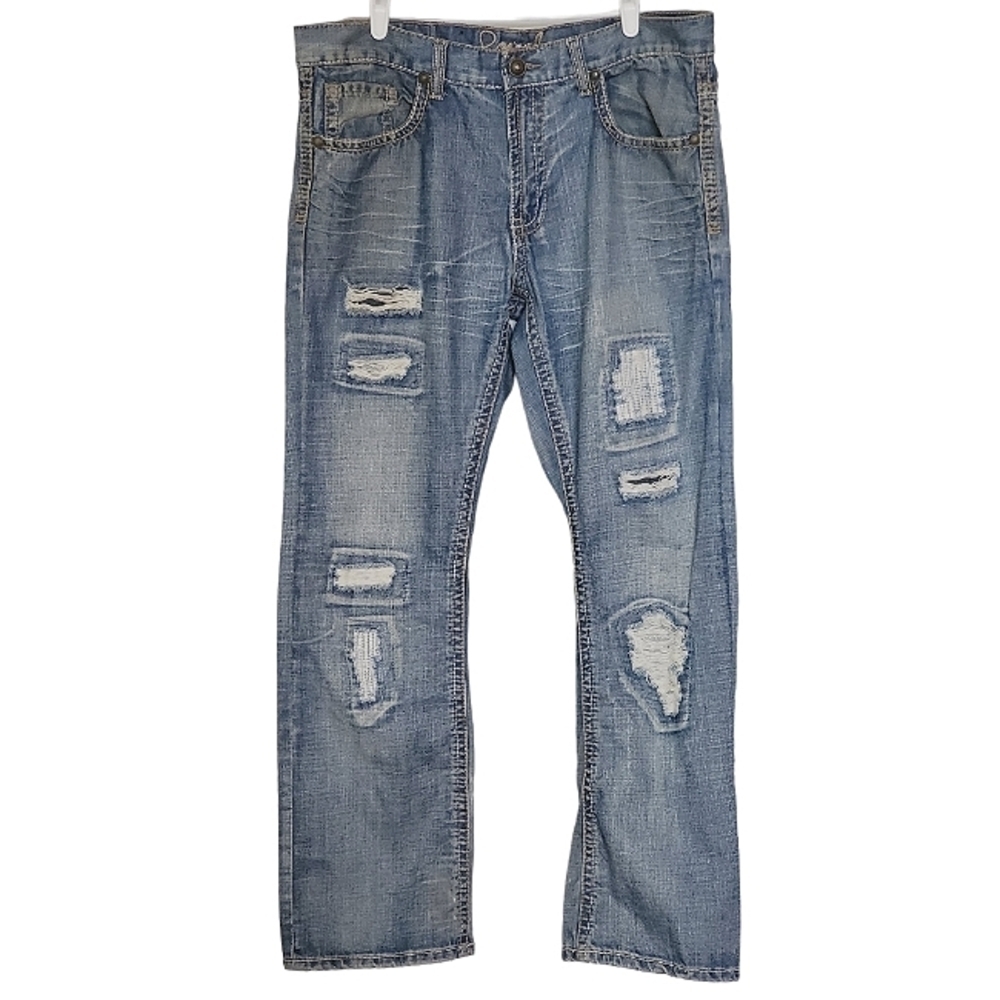 7151 * Royal Premium Distressed Jeans Medium Wash Denim Size 36x30
